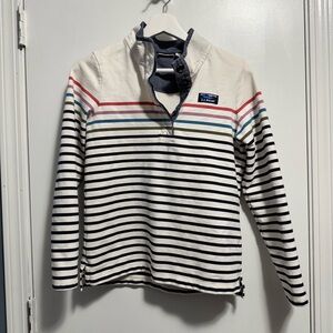 L.L. Bean Women's Striped Long Sleeve Top - Navy and White